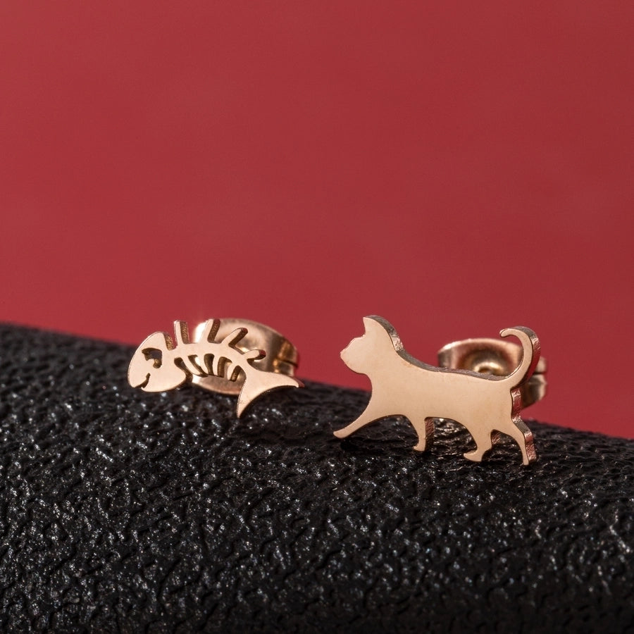 Brincos de animais [304 aço inoxidável, peito de ouro 18k]