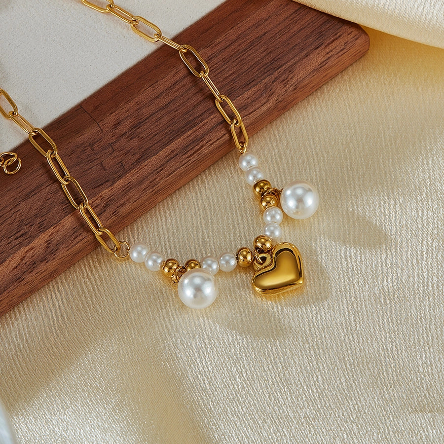 Heart Pearls Anklet [304 Stainless Steel]