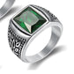 retro geometric stainless steel inlay artificial gemstones men's rings