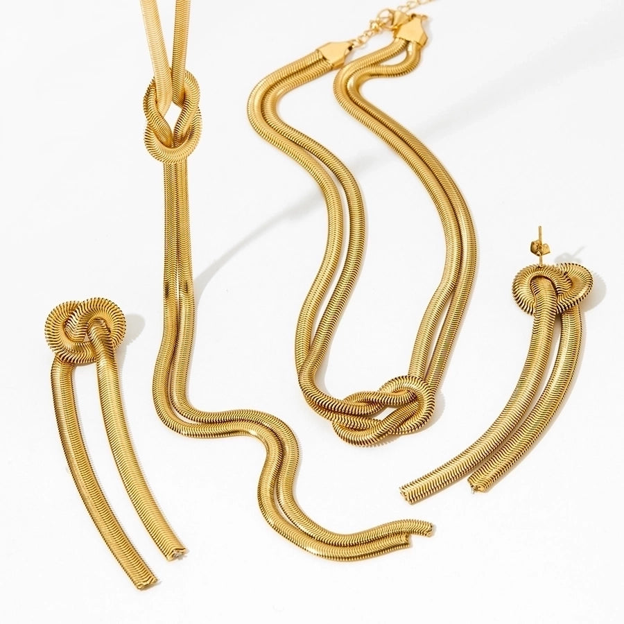 Casual Knot Bracelet/Earrings/Necklace [304 Stainless Steel,16K Gold Plated]