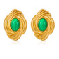 Baroque Oval Natural Stone Earrings [304 Stainless Steel,18K Gold Plated]