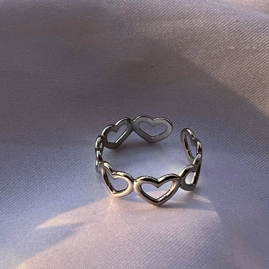 Hollow Heart Ring [304 Stainless Steel, 18K Gold Plated]