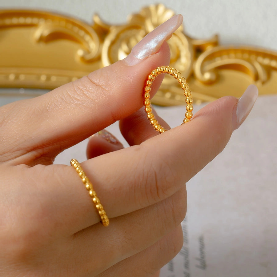 Round Bead Band Ring [304 Stainless Steel, 18K Gold Plated]