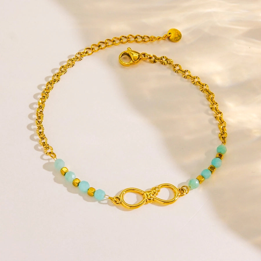 Pêradas artificiais Bracelets de pedra natural [304 aço inoxidável, 14k ouro banhado]