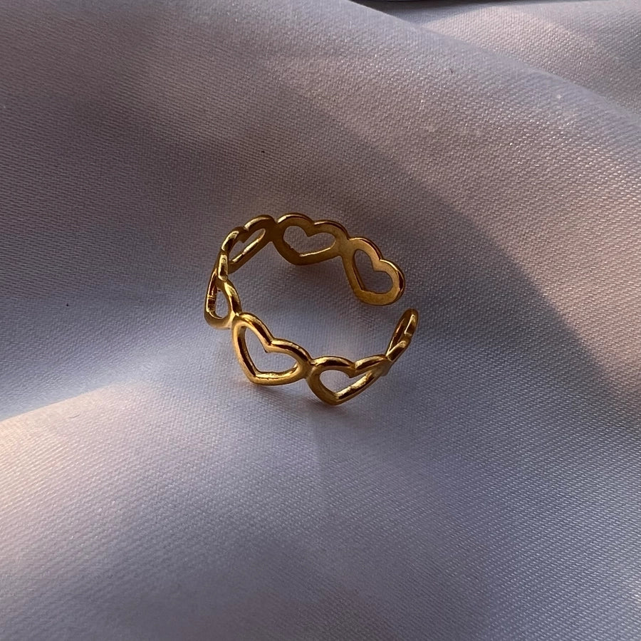 Hollow Heart Ring [304 Stainless Steel, 18K Gold Plated]