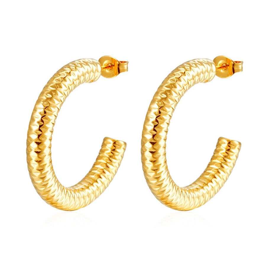 C Shape Geometric Hoop Earrings [304 Stainless Steel]