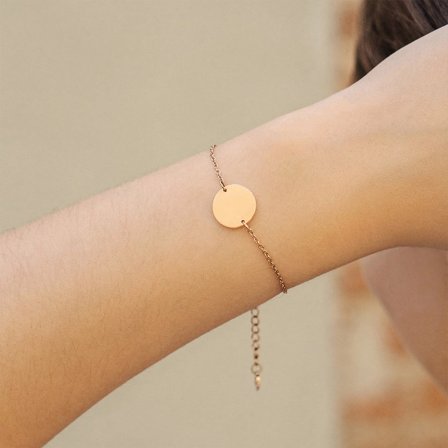 Round Coin Bracelet [304 Stainless Steel,14K Gold Plated]