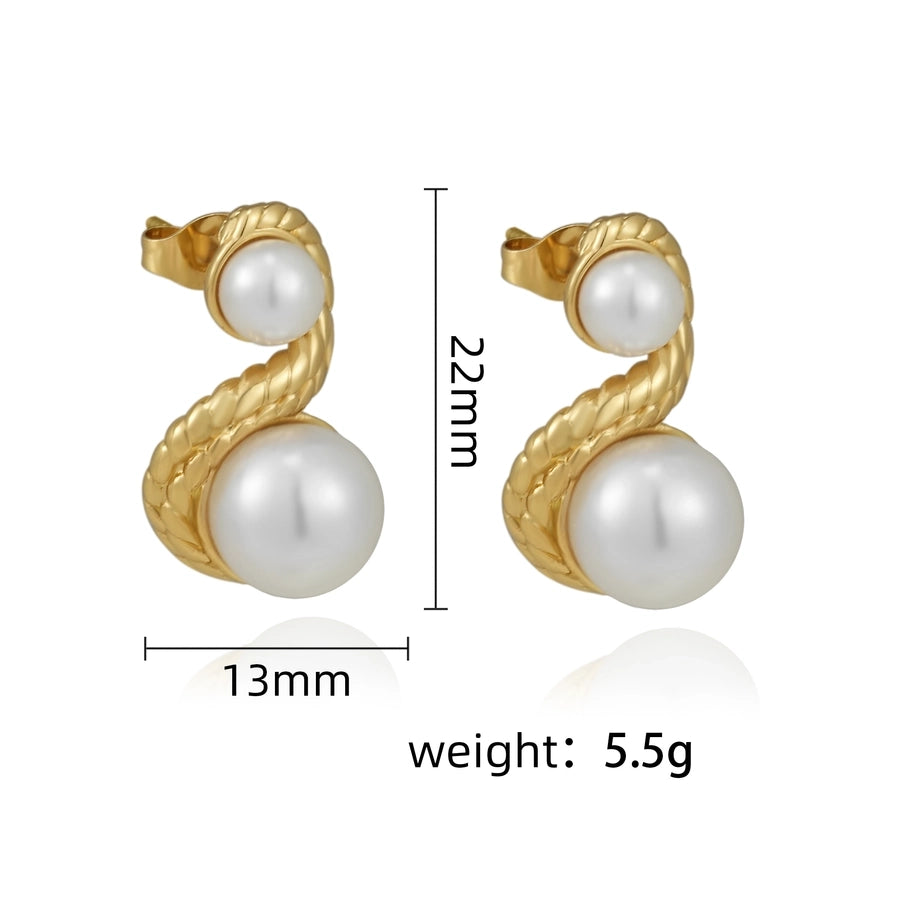 Baroque Style Irregular Artificial Pearls Earrings [304 Stainless Steel,18K Gold Plated]