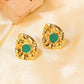 Vintage Style Stone Earrings [304 Stainless Steel,18K Gold Plated]