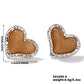 Silver Heart Steel Natural Stone Earrings [304 Stainless Steel]