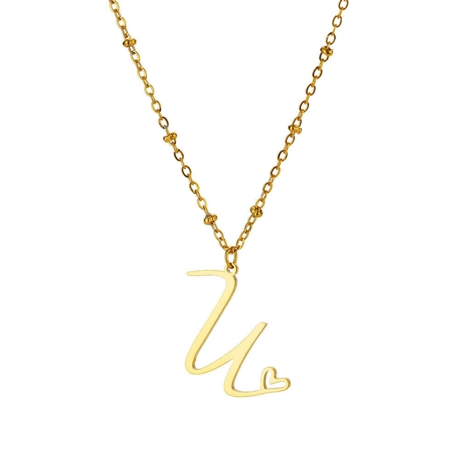 Calligraphic Letter Necklace [304 Stainless Steel]