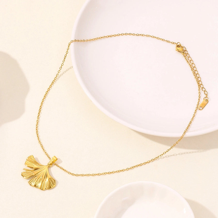 Leaves Pendant Necklace [304 Stainless Steel,18K Gold Plated]