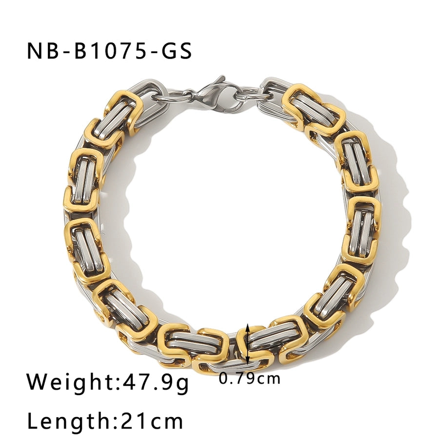 Mix Men Chain Bracelets [304 Stainless Steel 18K Gold]