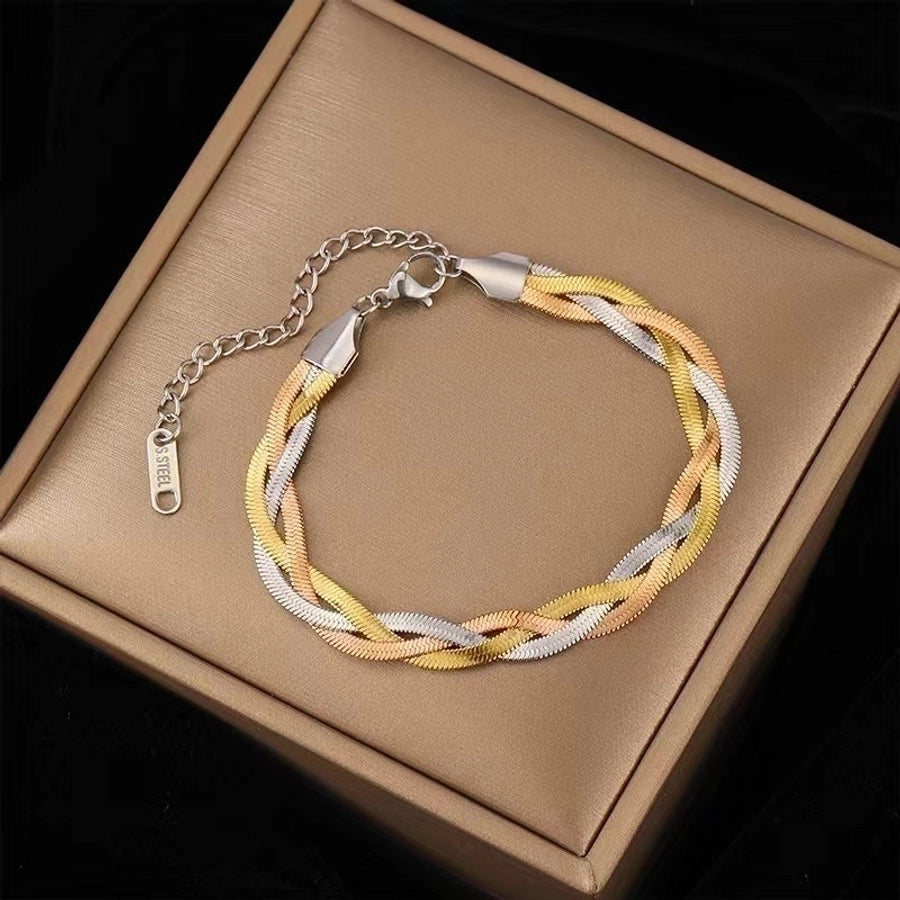 Acrylic Artificial Rhinestones Resin Bracelets [304 Stainless Steel, 18K Gold Plated]