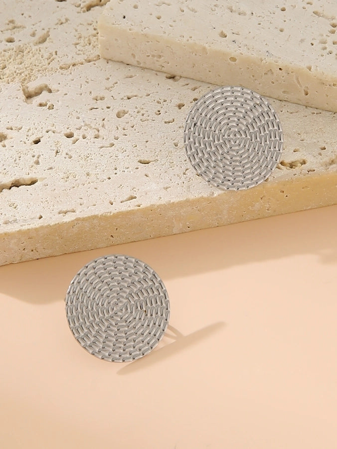 Flat Round Earrings [304 Stainless Steel, 18K Gold Plated]