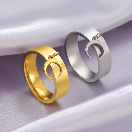 Moon Ring [304 Stainless Steel, 18K Gold Plated]