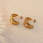 Shiny Semicircle Pearl Earrings [304 Stainless Steel,18K Gold Plated]