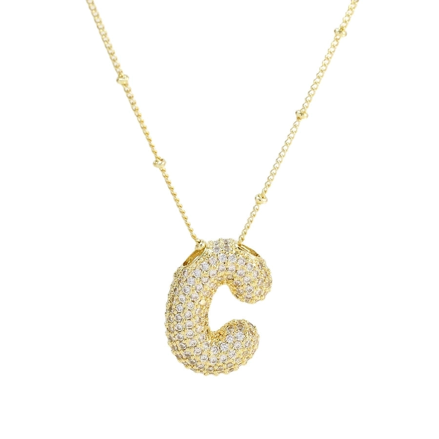 Gold Rhinestones Letter Necklace [304 Stainless Steel]