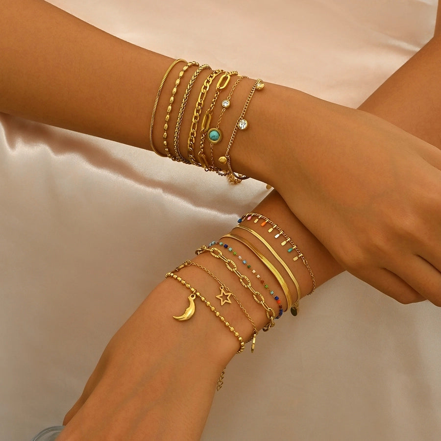 Chain Bracelet Sets [304 Stainless Steel,18K Gold Plated]