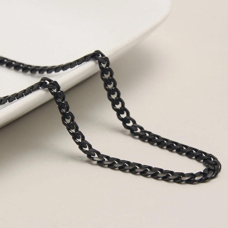 Black Cuban Link Chain Necklace [304 Stainless Steel]