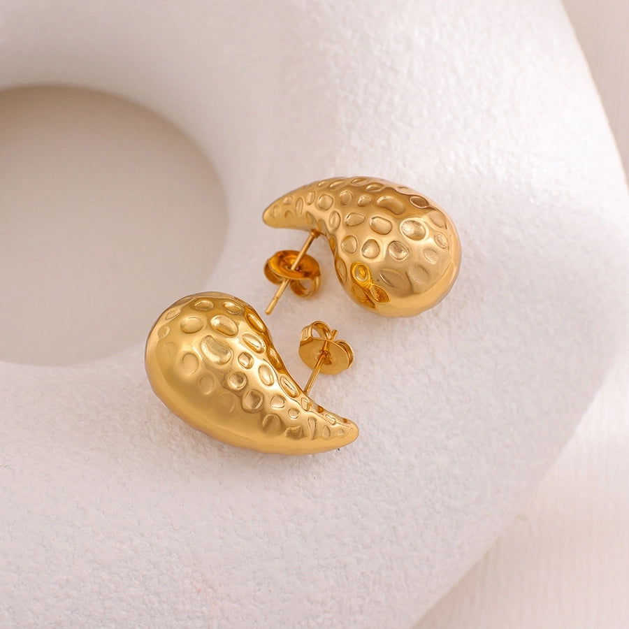 Water Droplets Earrings [316L Stainless Steel,18K Gold Plated]