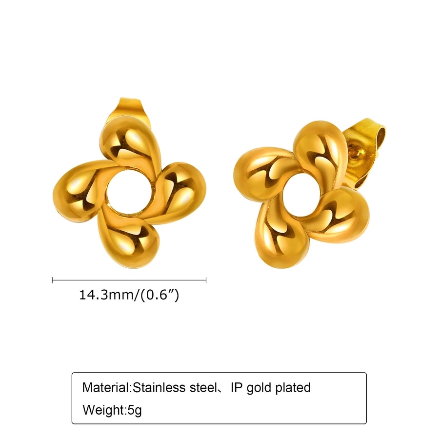 Small Flower Earrings [201 Stainless Steel,18K Gold Plated]