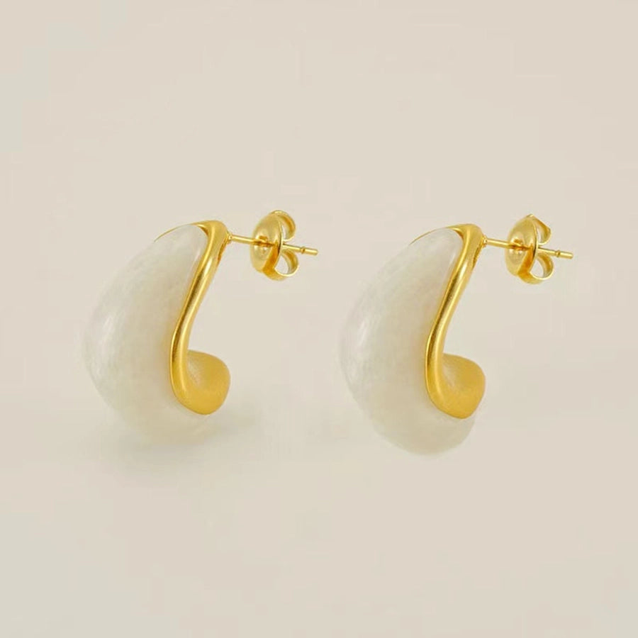 Water Droplets Resin Earrings [304 Stainless Steel,18K Gold Plated]