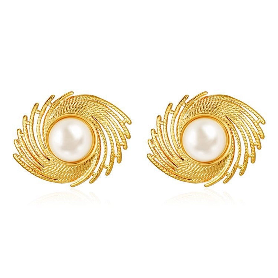 Swirl Artificial Pearls Earrings [304 Stainless Steel]