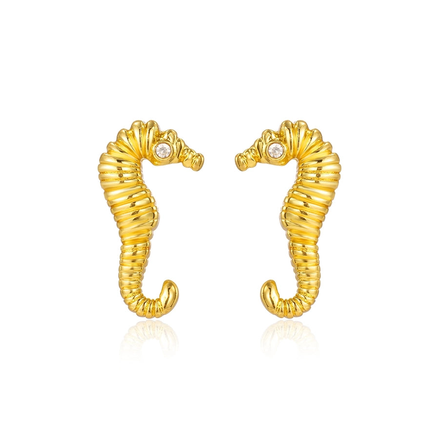 Hippocampus Earrings [304 Stainless Steel,18K Gold Plated]