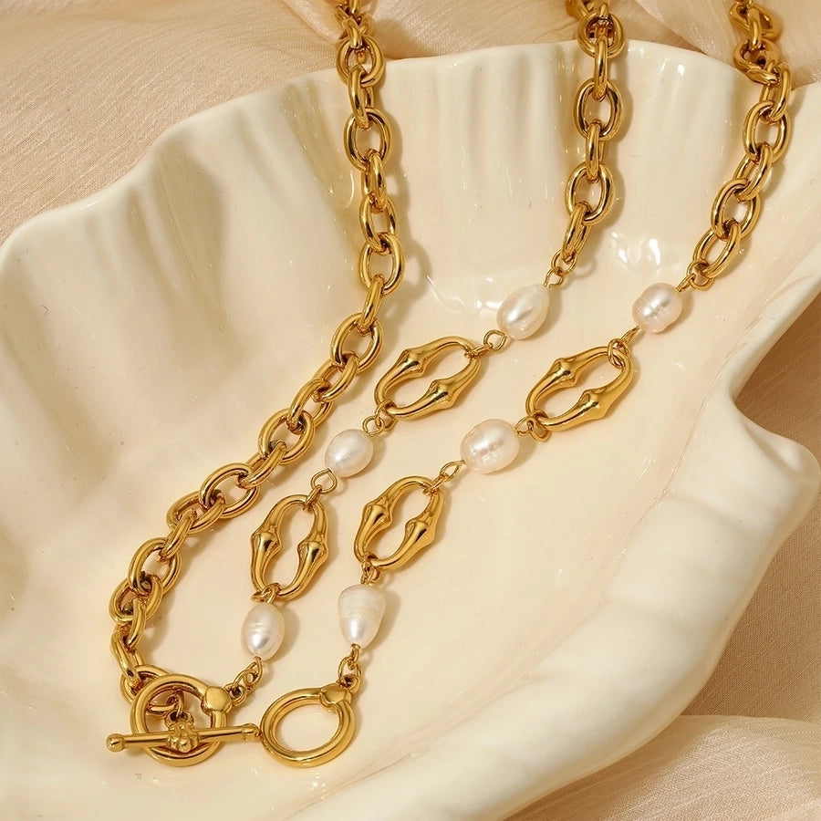 Pearl Chain Bracelet/Necklace [304 Stainless ,16K Gold Plated]