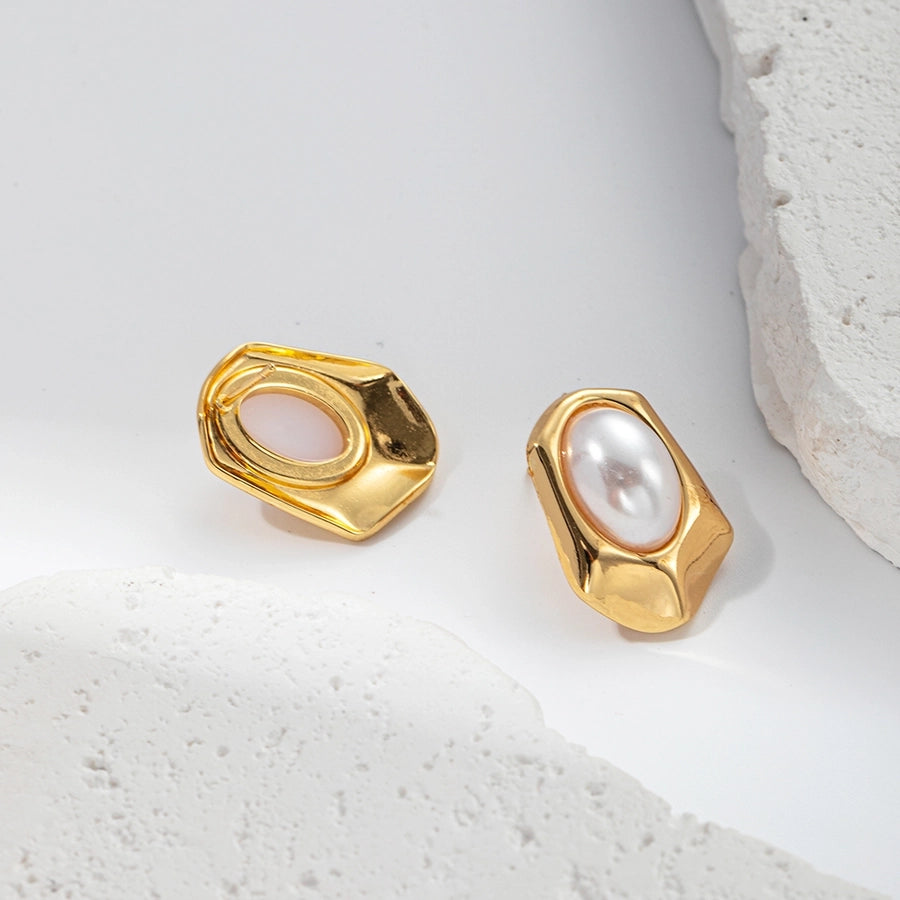 Mix Pearl Designs Earrings [304 Stainless Steel,14K Gold Plated]