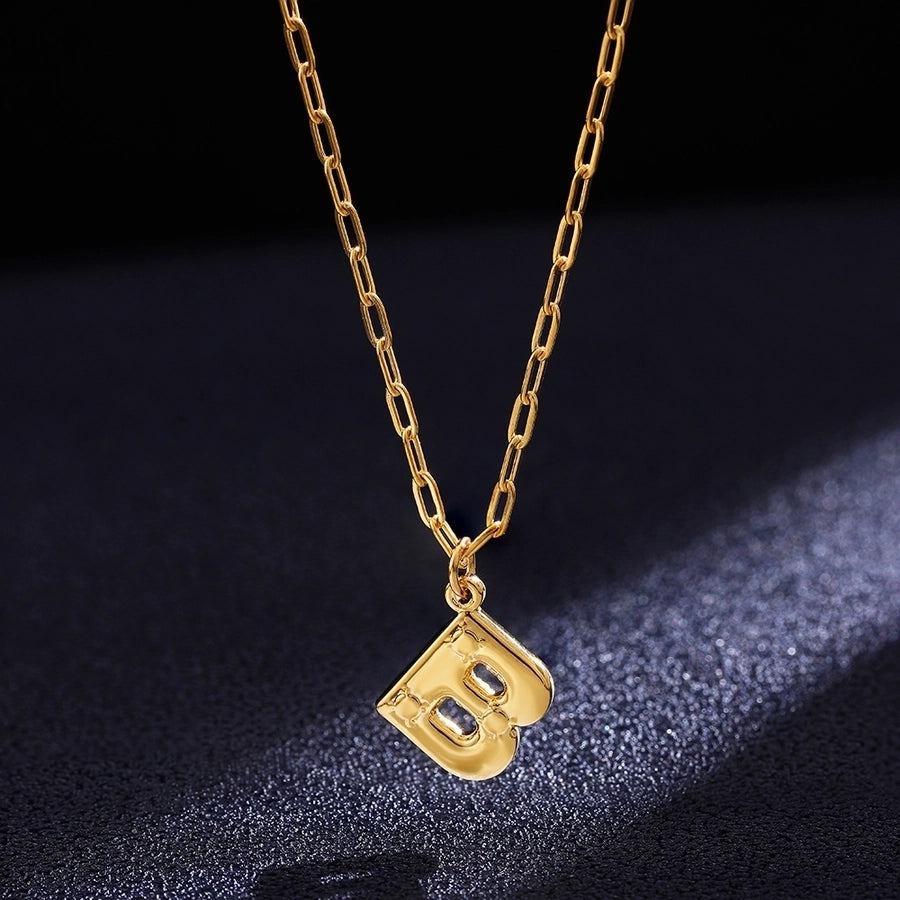 Jewelry Preppy Style Solid Color Shiny Letter 304 Stainless Steel Pendant Necklace