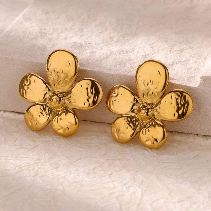 Estilo moderno Geométrico Flower Ear Studs [304 acero inoxidable]