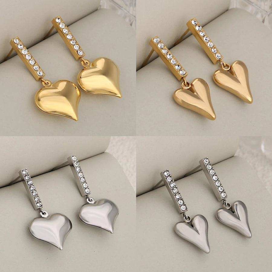 Pendientes en forma de corazón [304 acero inoxidable, 18k dorado chapado]