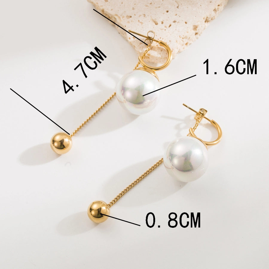 Round Heart Shape Mixed materials Drop Earrings [304 Stainless Steel]