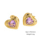 Heart Shape Rhinestones Earrings [304 Stainless Steel,14K Gold Plated]