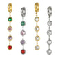 Round Colored Zircon Drop Earrings [304 Stainless Steel,18K Gold Plated]