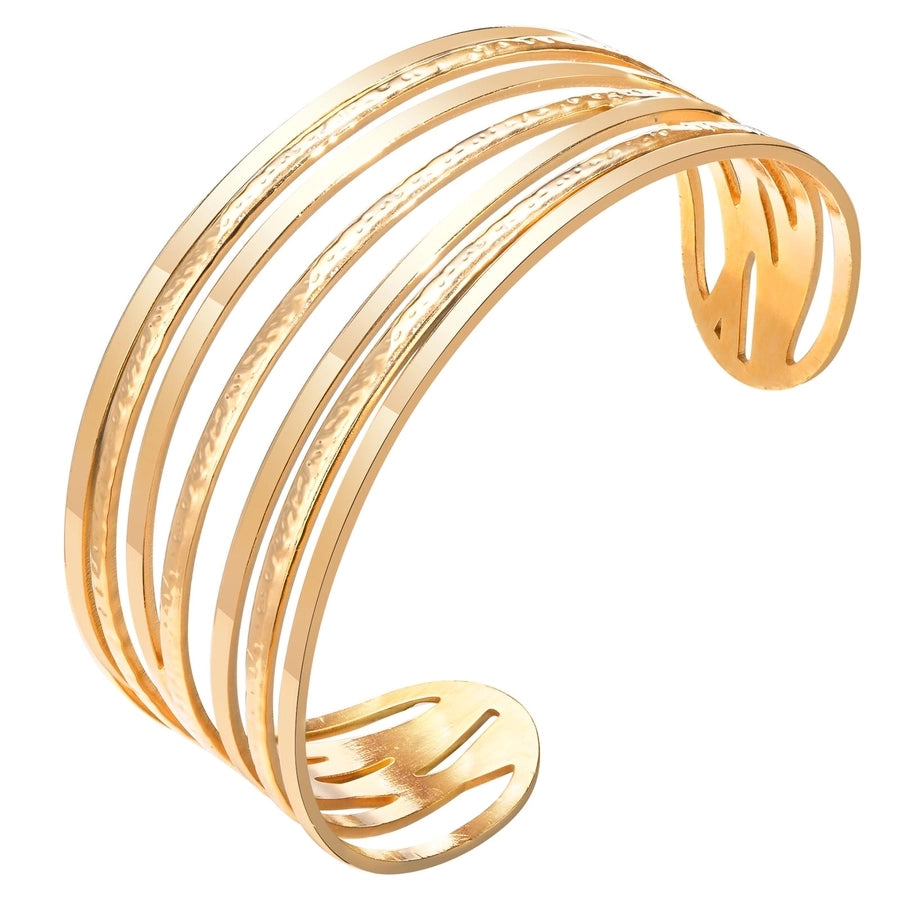 Brazalete de brazalete de forma C [304 acero inoxidable de oro de 18k chapado]