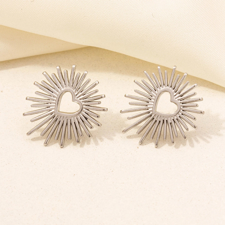 Round Style Sun Moon Earrings [304 Stainless Steel,18K Gold Plated]