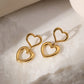 Double Hanging Hearts Earrings [304 Stainless Steel,18K Gold Plated]