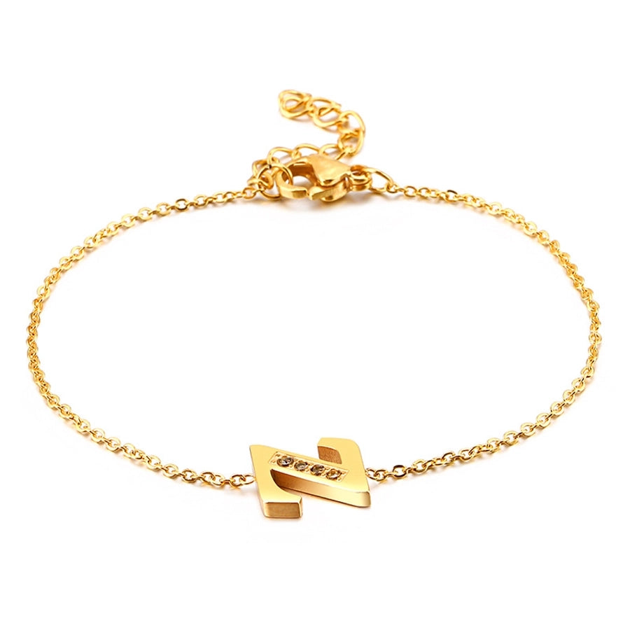 Letter Bracelets [304 Stainless Steel,18K Gold Plated]