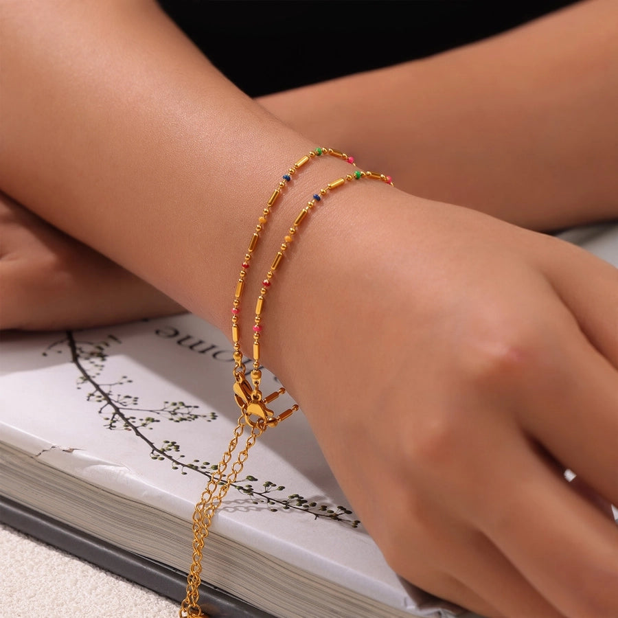 Colorful Seed Bead Bracelet/Anklet/Necklace [304 Stainless Steel,18K Gold Plated]