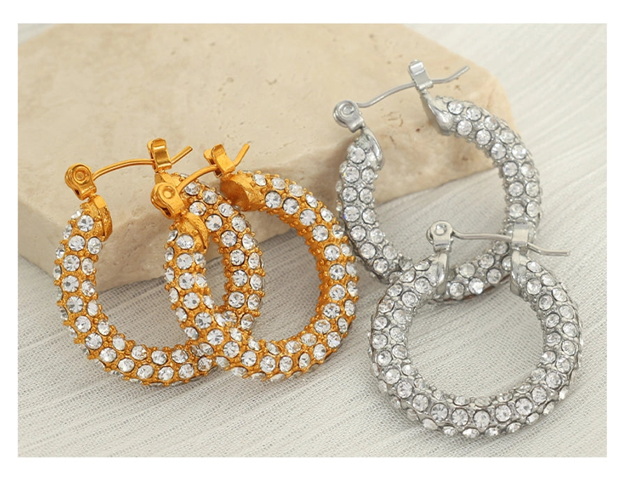 Pearl Hoop Earrings [304 Stainless Steel,18K Gold Plated]