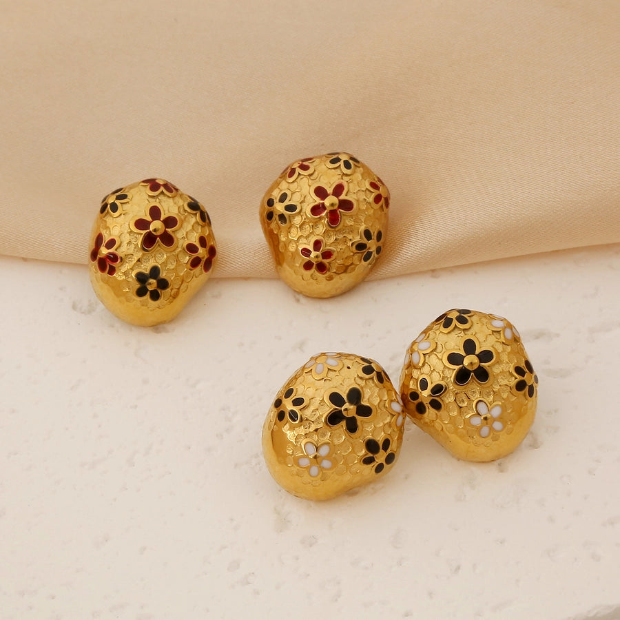 Retro Flower Stud Earrings [304 Stainless Steel]