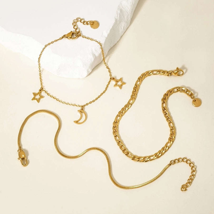 Chain Bracelet Sets [304 Stainless Steel,18K Gold Plated]