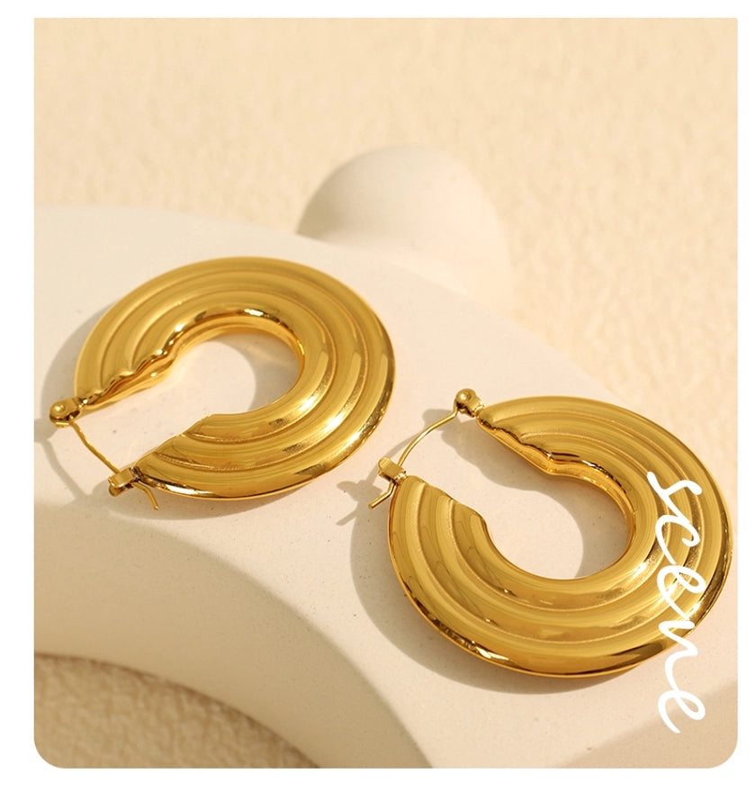 Pendientes de semicírculo de estilo vintage [304 acero inoxidable, 18k dorado chapado]