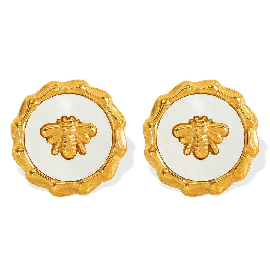 Fly Stud Earrings [304 Stainless Steel,18K Gold Plated]