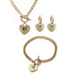 Heart Shape Green Artificial Gemstones Jewelry Set [304 Stainless,Steel 14K Gold Plated]