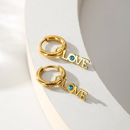 Love Drop Earrings [304 Stainless Steel, 14K Gold Plated]