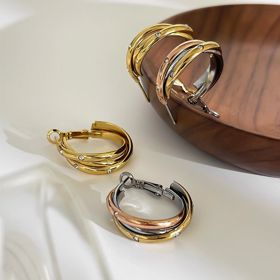 Commute Circle Hoop Earrings [316L Stainless Steel,18K Gold Plated]